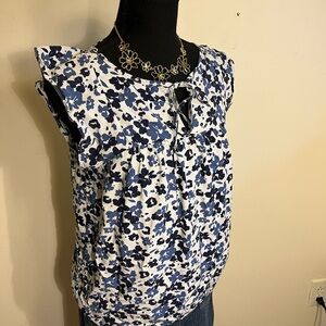 GAP Navy Floral Tie-Neck Sleeveless Top